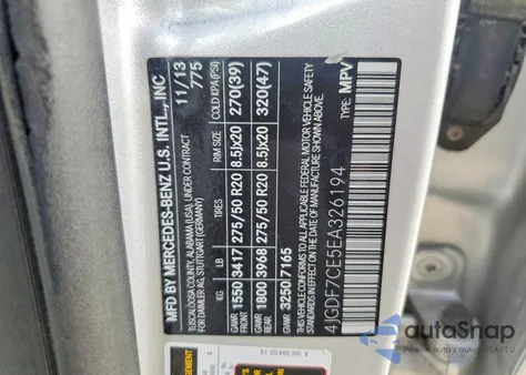 2014 Mercedes-Benz Gl 450 4Matic z USA, uszkodzony, nr VIN 4JGDF7CE5EA326194